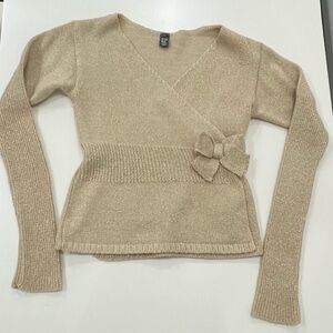 Girls Golden Cardigan,Euro Size 152, US Size 11/12, runs slightly larger